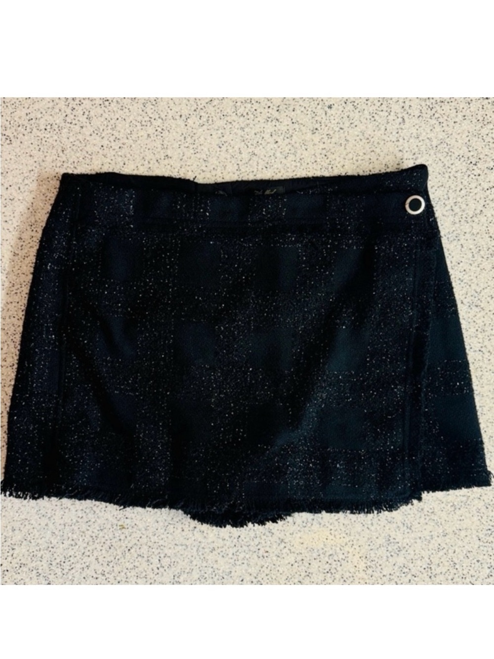 NWOT House of Harlow 1960 black metallic wool blend tweed skort.Fully Lined.XL